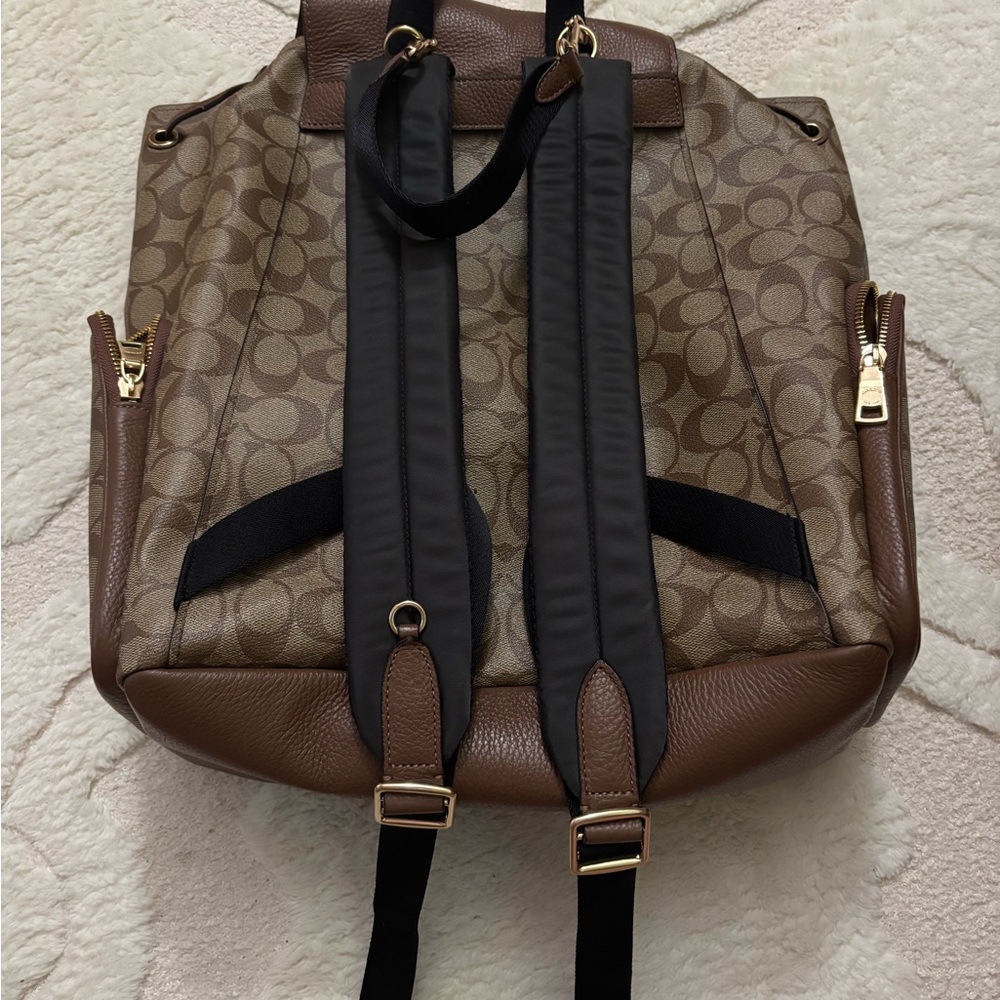 Coach Brown Signature Canvas & Leather Backpack - Picture 3 of 11